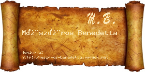 Mészáros Benedetta névjegykártya